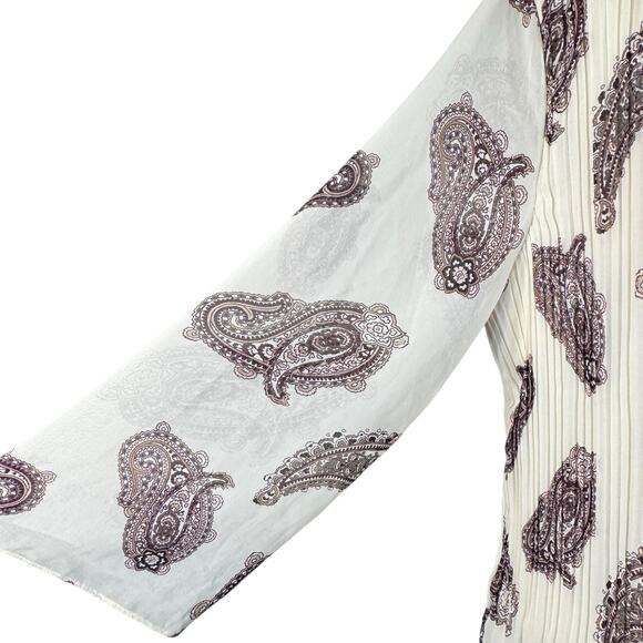 Chico’s Petite SZ 2P (Large) Top Paisley Accordion Pleats Long Sleeves Lined - Picture 4 of 10